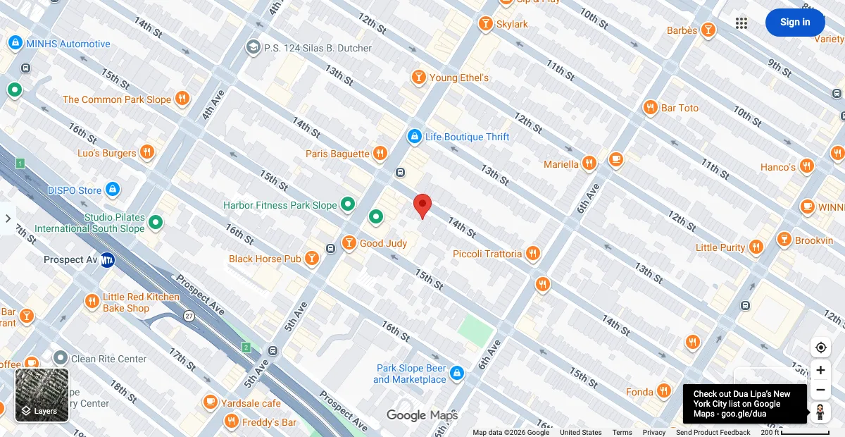 Map to Brooklyn Qi at 276 14th Street, Park Slope, Brooklyn